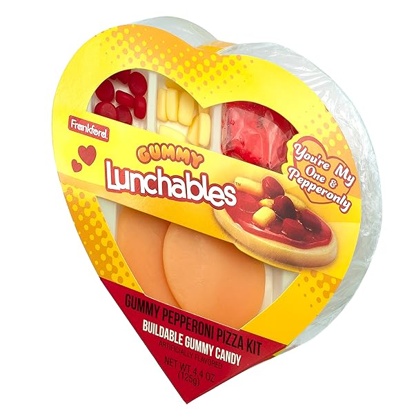 LUNCHABLES GUMMY CANDY PEPPERONI PIZZA KIT HEART SHAPED BOX GIFT