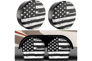 MOONET PVC Thickening Leather Tire Wheel Covers 2 Pack- Tough Tire Wheel Protector for Truck,SUV,Motorhome,Camper,Trailer,RV - Universal Fits Tire Diameters 30-32 inches,White Flag