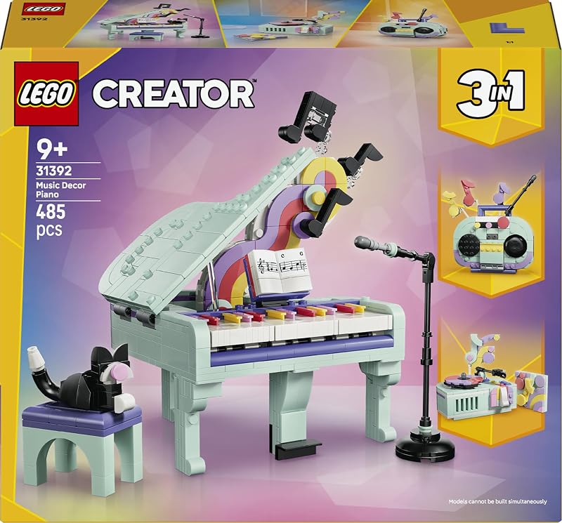 Creator 3-in-1-Set Deko-Klavier mit Katze - Retro Modellbau mit 3 Bauoptionen: Klavier, Radio oder Plattenspieler - DIY Kinderzimmer Deko - Geschenk für Mädchen und Jungen ab 9 Jahren - 31392