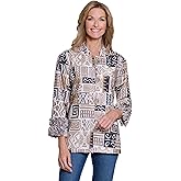 MULTIPLES womens 3/4 Sleeve Stand Collar Loop & Button Closure Lined Jacket