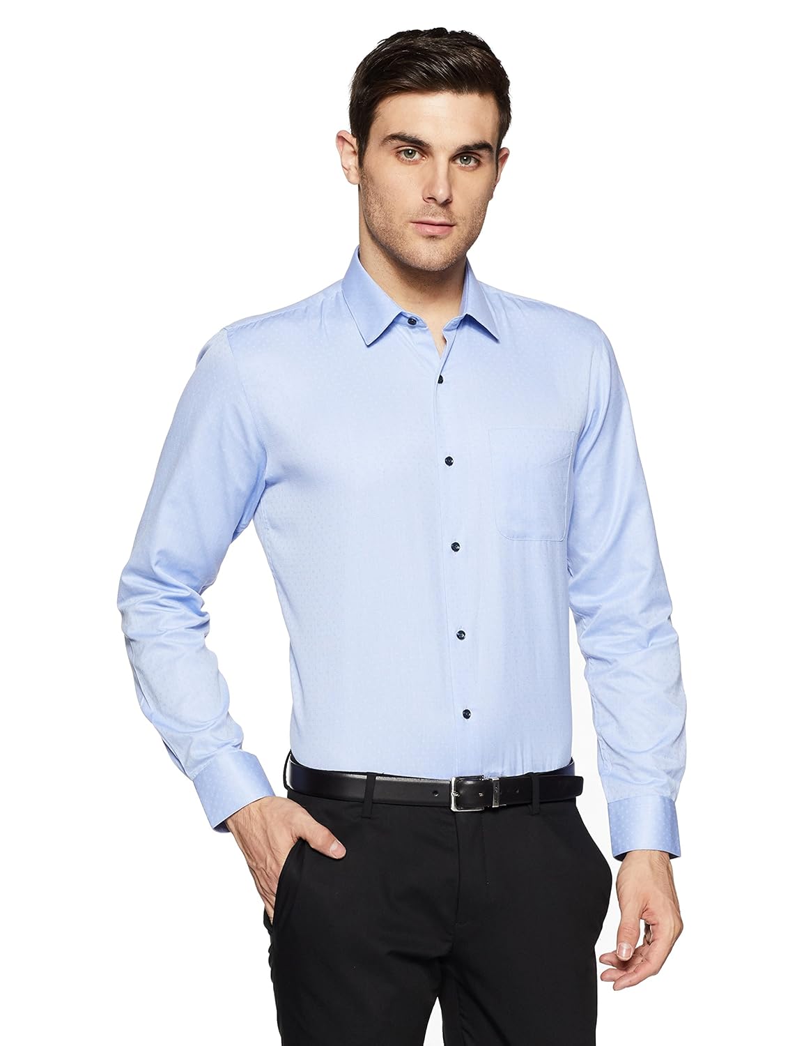 peter england men's plain slim fit formal shirt