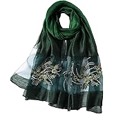 WINCESS.YU Silk Scarf for Women Lightweight Shawls and Wraps for Weddings Fashion Pashmina Shawl Embroidered Scarves