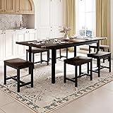 Feonase 7-Piece Dining Table Set with 6 Stools, 63