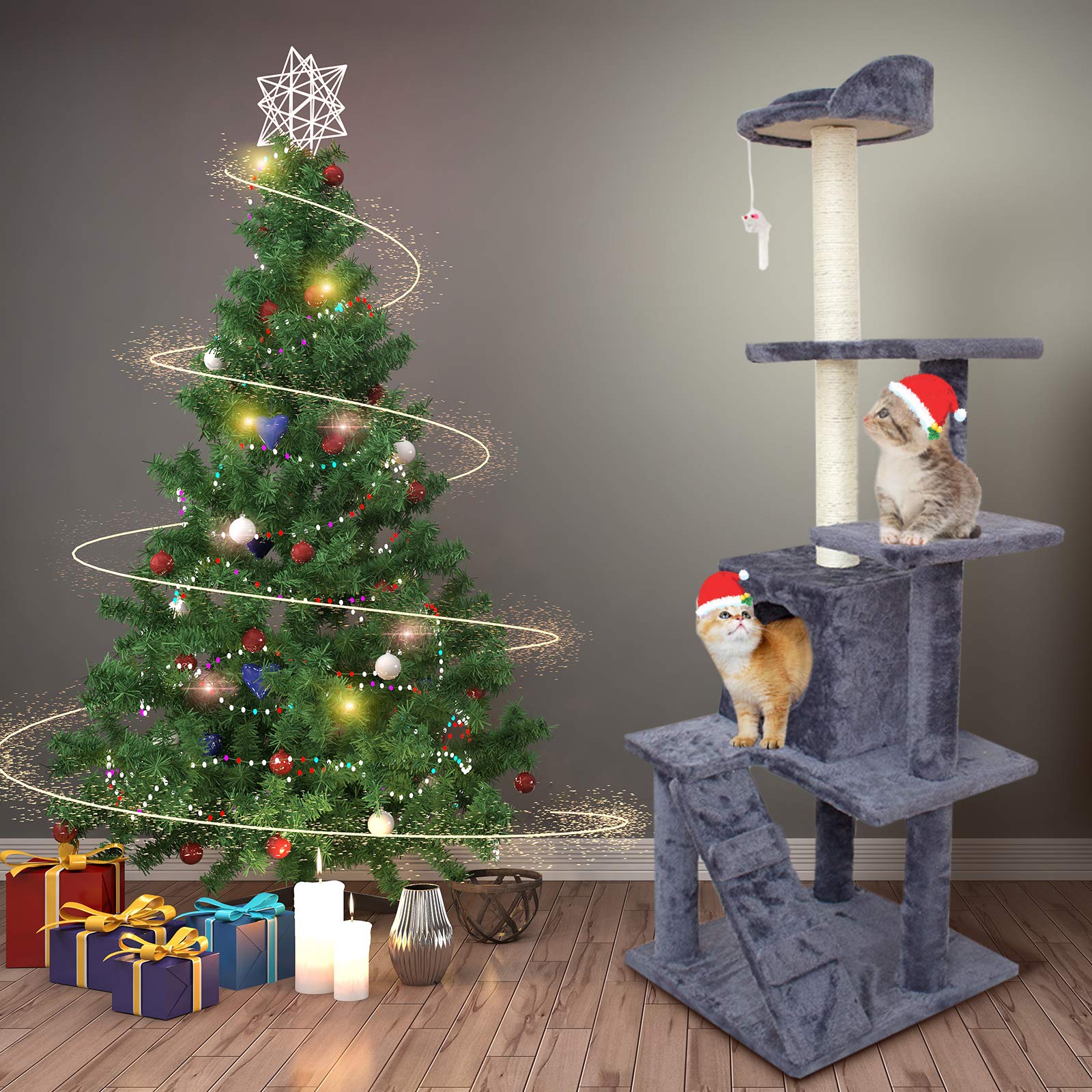 Korimefa Cat Tree Cat Tower With Natural Sisal Scratching Post
