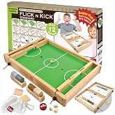 Big Flick n Kick: Wooden Multi Tabletop Indoor Portable Board Games for Kids and Family