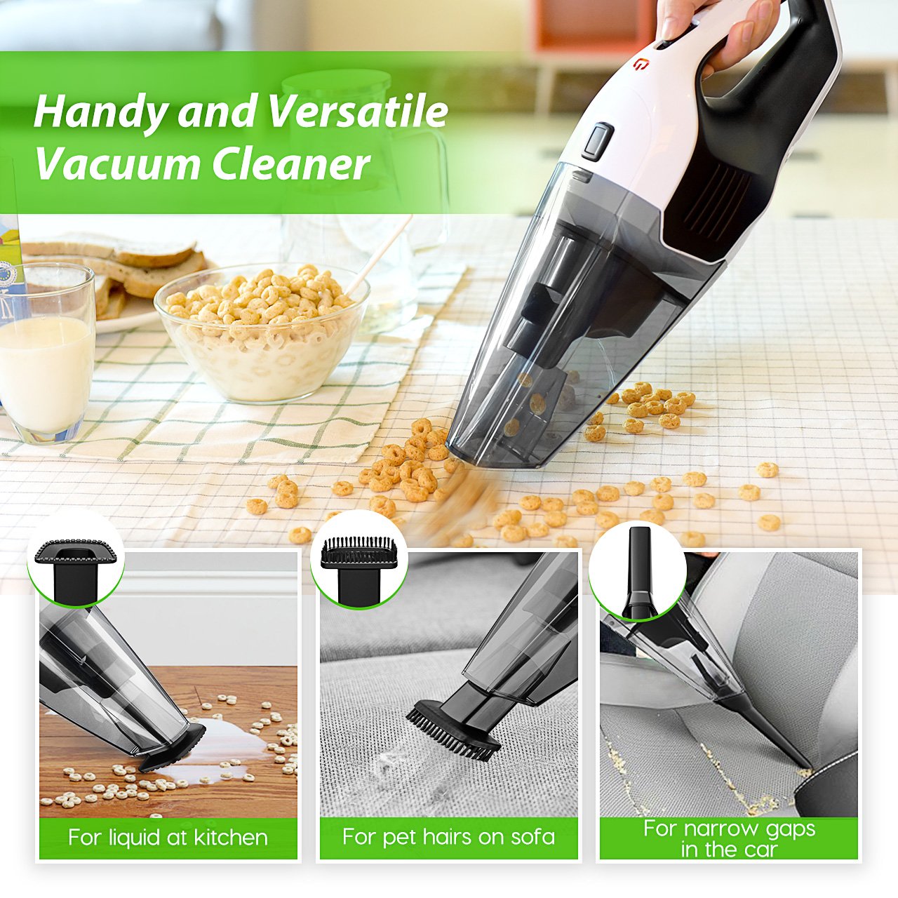 HoLife Handheld Vacuum Cordless Cleaner Rechargeable Hand Vac Held 14