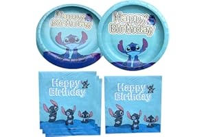Hysnol Party Supplies, 20 Plates and 20 Napkins, for Lilo and Stitch Theme Birthday Party Decorations