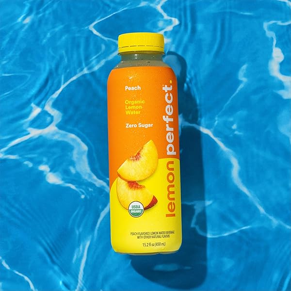 LEMON PERFECT PEACH, HYDRATING FLAVORED LEMON WATER, ZERO SUGAR, DELICIOUS AND REFRESHING, ORGANIC, 15.2 FL OZ BOTTLES (12-PACK)