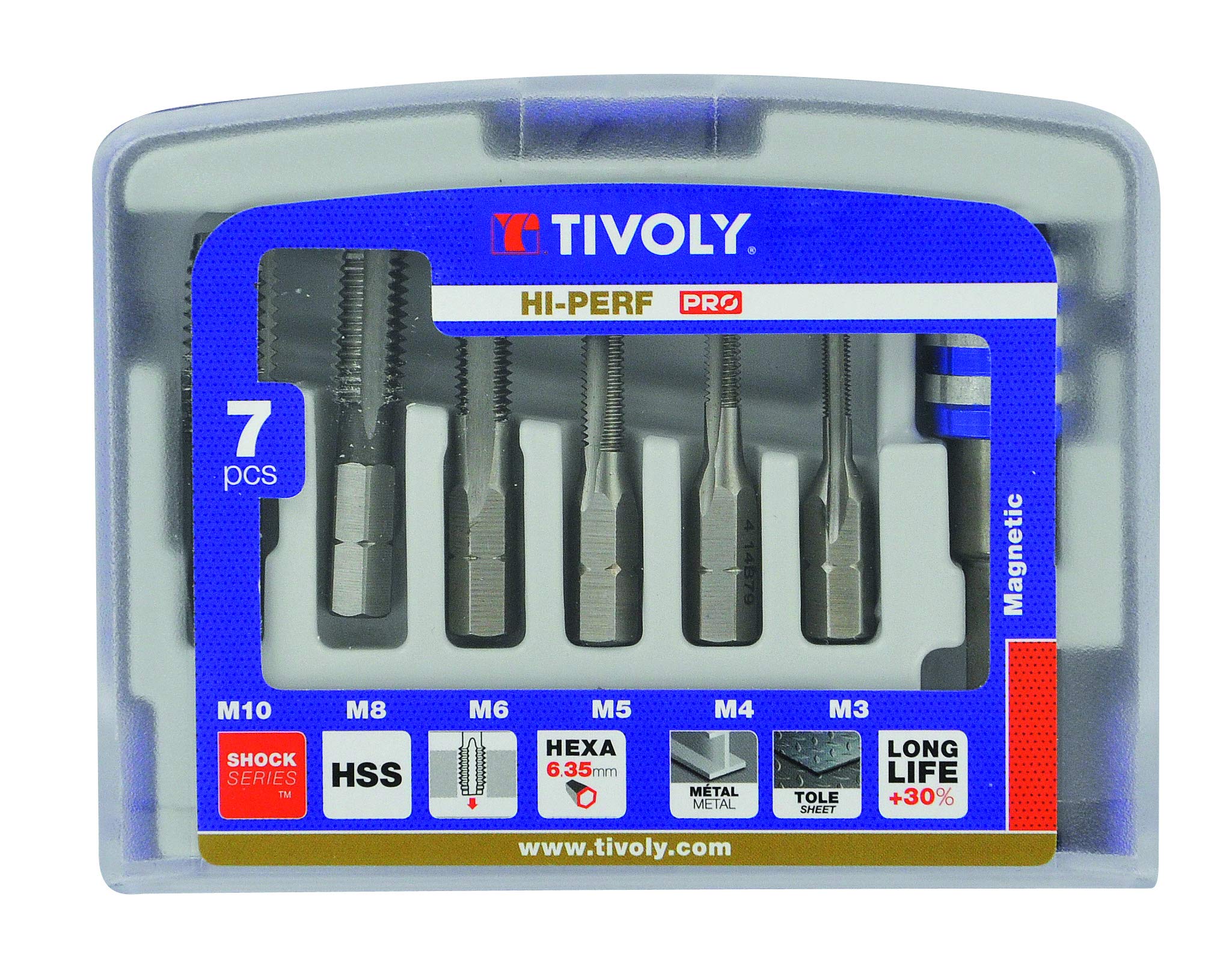 Tivoly 10503070001 – Pack of 6 Hand Tap with Handle Hex M3, M4, M5, M6, M8, M10