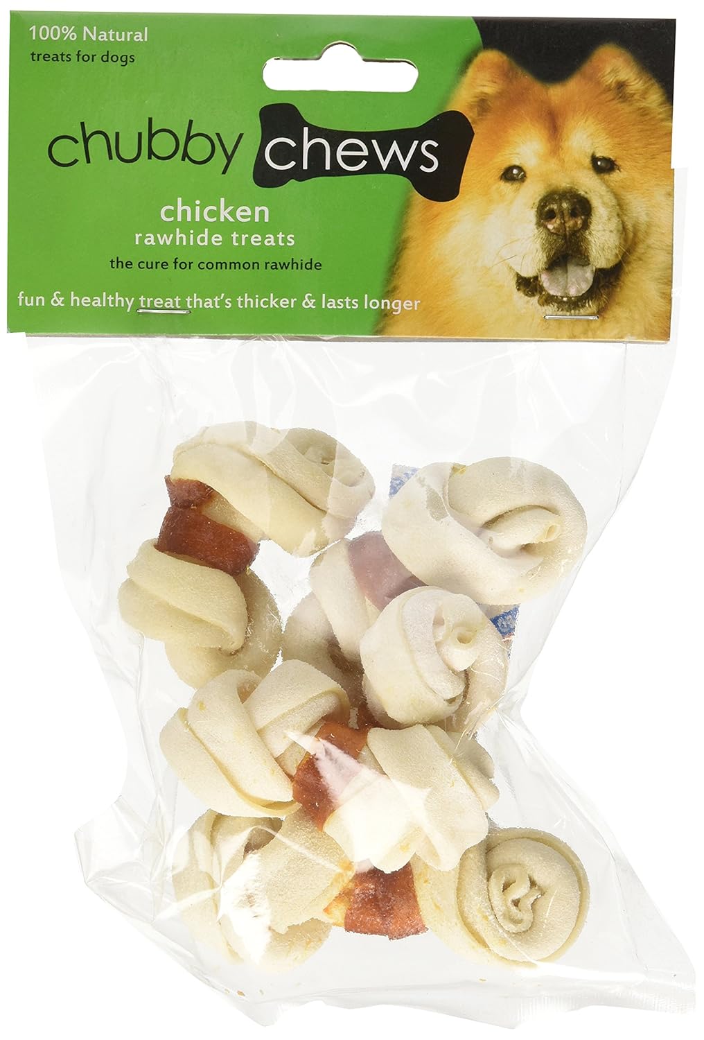 Chubby Chews 21/2Inch Premium Knotted White Rawhide Bone