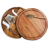 TOSCANA - a Picnic Time brand Circo Cheese Board and Knife Set - Charcuterie Board Set - Wood Cutting Board, (Acacia Wood)