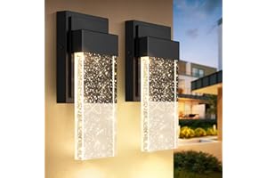 BesLowe Outdoor Wall Light Fixtures with Crystal Bubble Glass, Waterproof Exterior Sconces LED Wall Lanterns, Porch Lights Wall Mounted 10W 3000K Outside Lights for House Front Door Garage Entryway