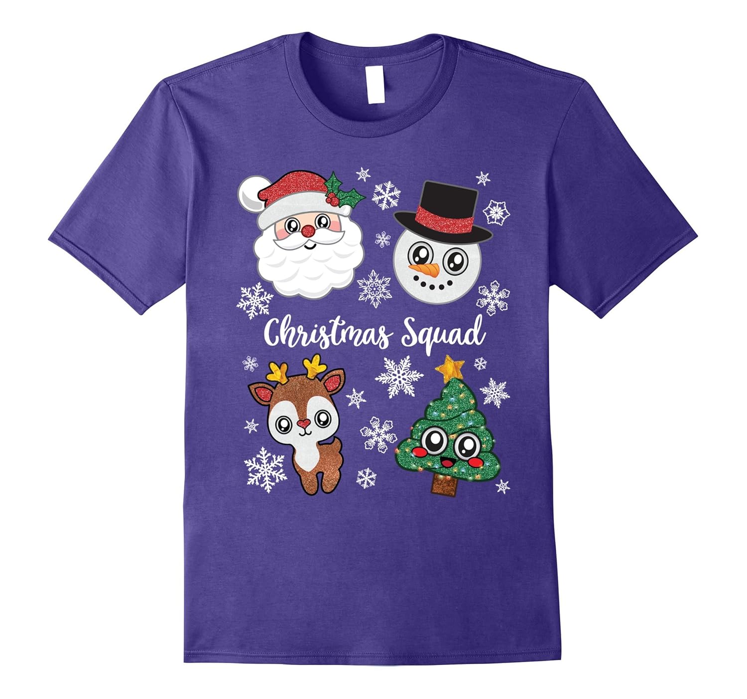 Cute Christmas Squad Santa Reindeer Tree Holiday Emoji Shirt-ANZ