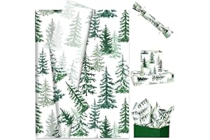 BOLSOME 100 Sheet Christmas Tree Tissue Paper Green Christmas Tree Printed Wrapping Paper Folded Flat Rustic Art Tissue Paper Crafts for Gift Bags Home Holidays Xmas DIY Supplies, 14 x 20 Inch(Christmas Tree)