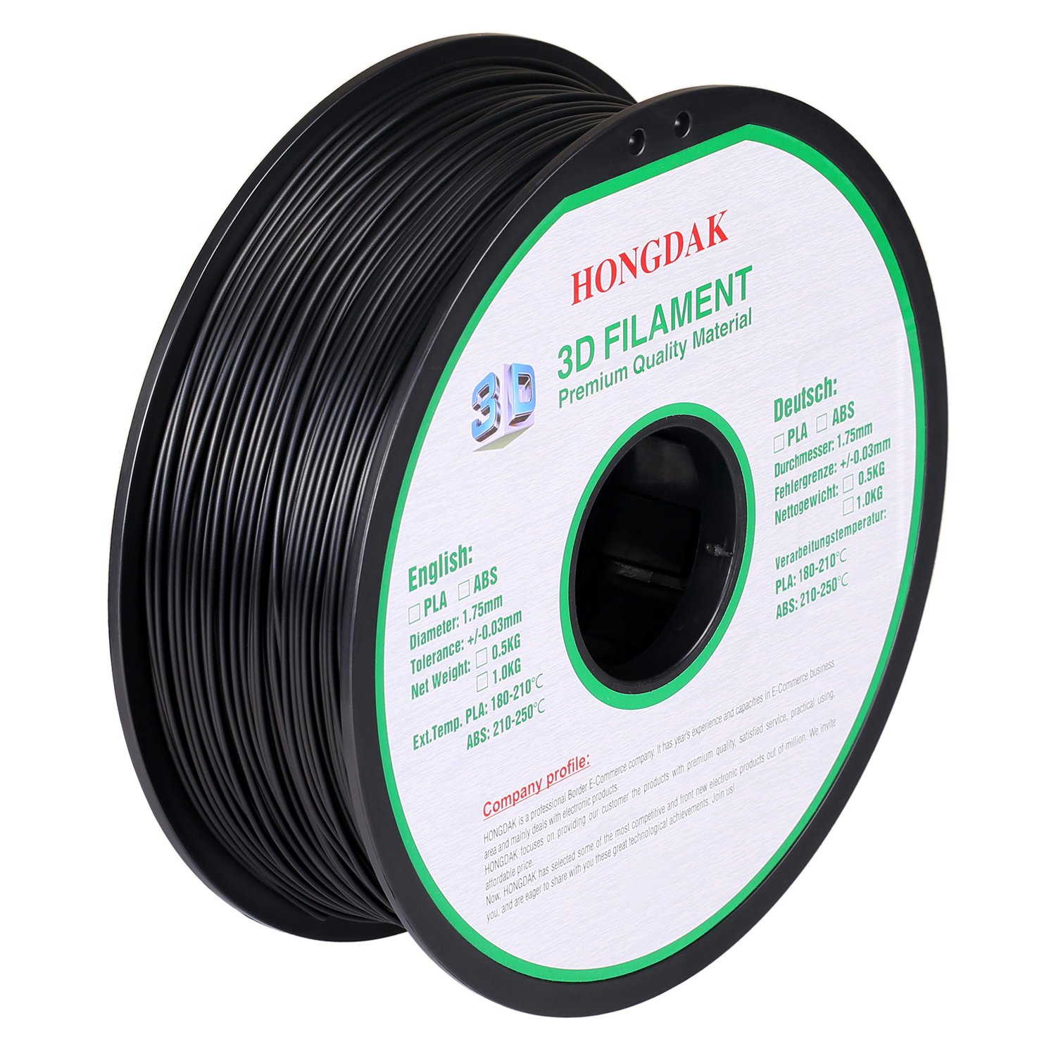 Amazon Com Hongdak 3d Printer Filament Pla Filament 1 75mm Dimensional Accuracy 0 03 Mm 1kg Spool 2 2lbs Pla 1000g 1 75mm Black Industrial Scientific