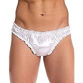 Satini Men's Satin Ruffle Sissy Thong Tanga Knickers Briefs Panties