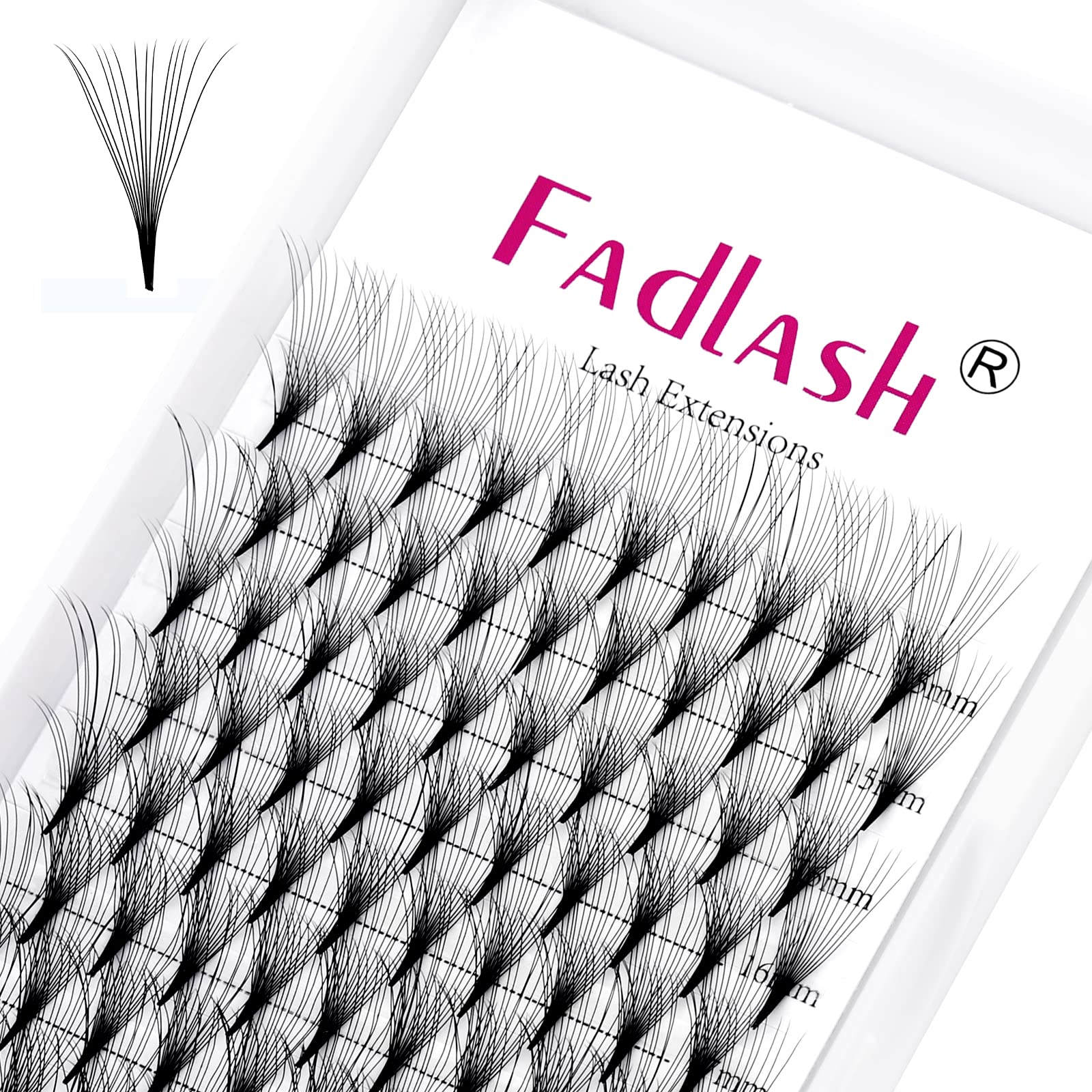 Fadlash Pre-Made Eyelash Extension 14D 0.07mm D Curl 15-20mm Mixed Length Volume Russian Eyelash Extensions Pre Fanned Lashes Fans — image 1