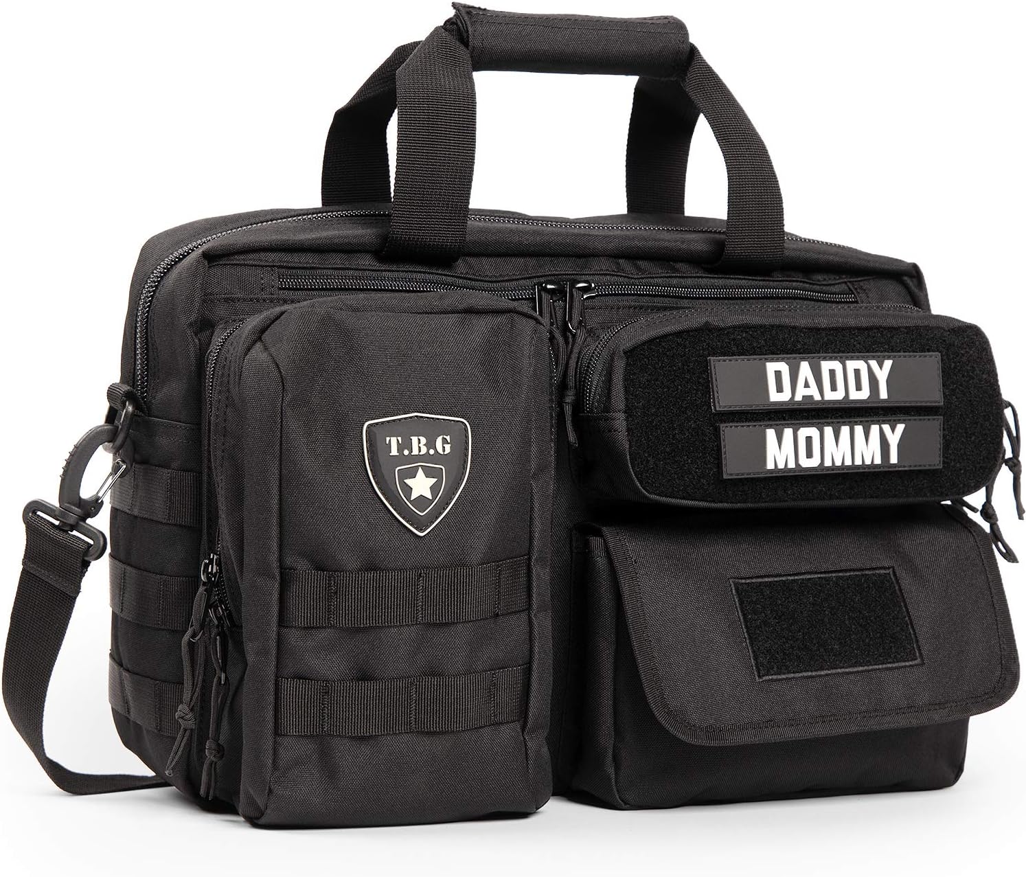 TBG - Mens Tactical Diaper Bag for Dads with Included Stroller Straps. Organized