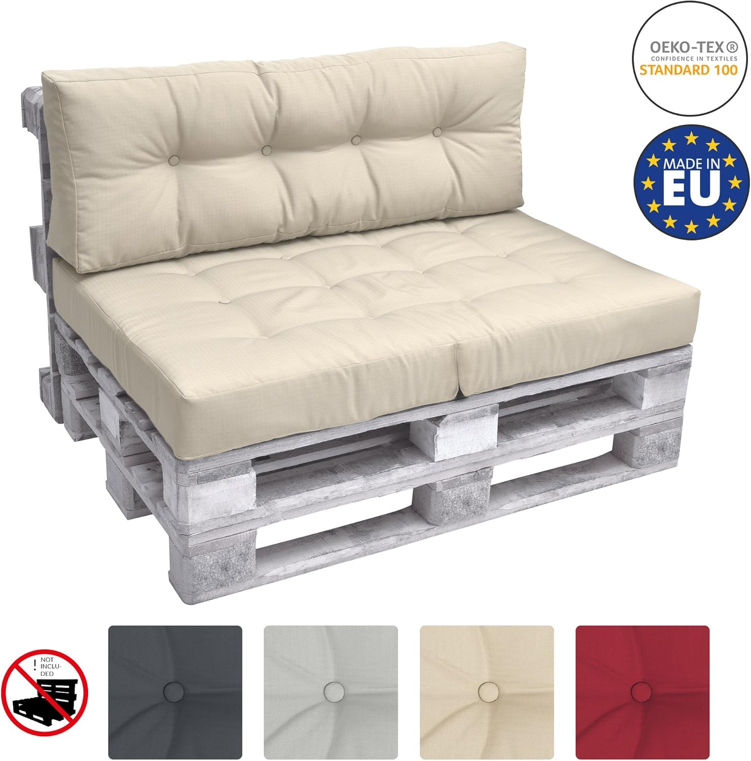 Beautissu Back Pad Eco Elements Euro Pallet Cushion Large Backrest