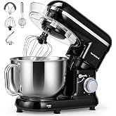 VIVOHOME Stand Mixer, 6-Quart Tilt-Head Kitchen Mixer with Bowl, Black | 10 Speeds, Dough Hook, Beater, Whisk, Splash Guard, Egg Separator, for Cake &amp; Bread