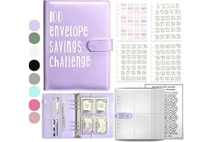 ADZT'S 100 Envelopes Challenge Binder Kit A5 Size Money Saving Budget Binder with Numbers 100 Day Cash Envelopes Savings Challenges Book Planning to Save $5050