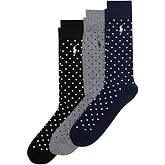 POLO RALPH LAUREN Men's Argyle &amp; Dots Pattern Dress Crew Socks, 3 Pairs | Authentic Polo Ralph Lauren, Soft Cotton Blend, Lightweight Comfort, Reinforced Heel-Toe, Gift for Any Occasion