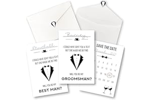 STOFINITY 10 Groomsmen Proposal Cards Set - 8 Will You Be My Groomsman Proposal Gifts for Wedding, 2 Best Man Proposal Gifts, Funny Asking Groomsman Card, Suit Up Groomsmen Gift Box Invitation Ideas