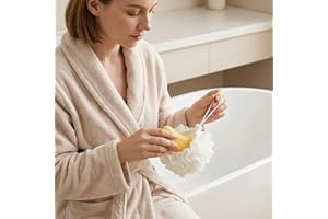 2-in-1 Loofah Soap Pouch Double-Sided Shower Loofah Rich Lather Bath Sponge with Drawstring Closure for Daily Shower Use 2 Pa