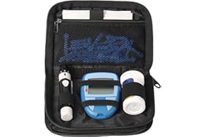 GENCAM Diabetes Supply Case, Diabetic Organizer For Test Strips With Mesh Pocket, Portable Diabetes Testing Kit bag, Travel Blood Glucose Meter Glucometer Storage Bag, Glucose Monitor Case
