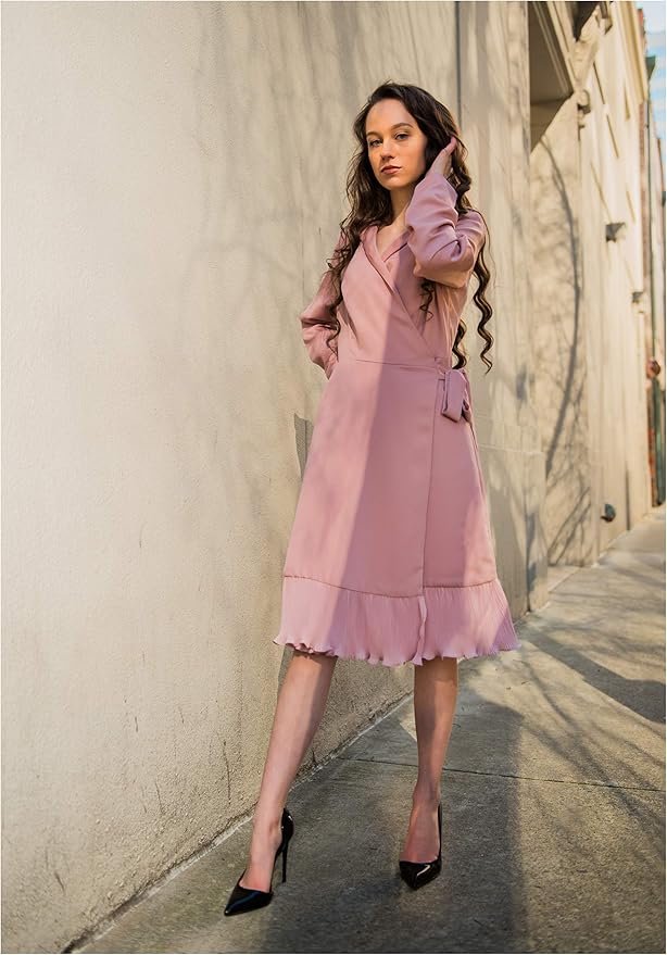 blush pink wrap dress
