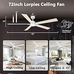 72" Large Smart Ceiling Fan with Lights