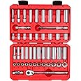 TEKTON 3/8 Inch Drive 6-Point Socket and Ratchet Set, 46-Piece (5/16-3/4 in., 8-19 mm) | SKT15301