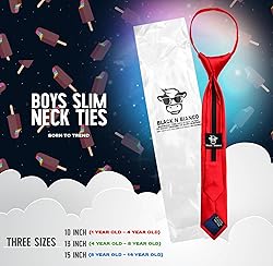Black n Bianco Boys' Satin Zipper Neck Tie Red 15