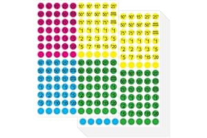 ADELULU 4480 Pcs Garage Sale Price Stickers 3/4" Round Pre-Printed Bright Colors Pricing Sticker Labels