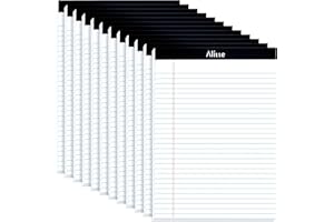 Alitte Legal Notepads 8.5 x 11, Pack of 12 - Perforated Wide Ruled Writing Pad - Premium Thick Paper, No Ink Bleeding - Blank Legal Pads For Home, Office, School, Business - 50 Sheets Per Notebook