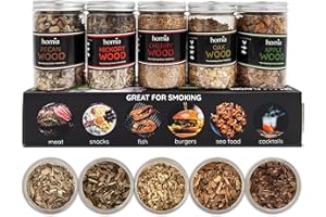 HOMIA Cocktail Smoker Kit of Wood Chips, 5 pcs x 8.4 oz - Apple Wood, Cherry Wood, Hickory Wood, Pecan Wood, Oak Wood for Food Smoker for Smoking Infuser and Cocktail Smoker