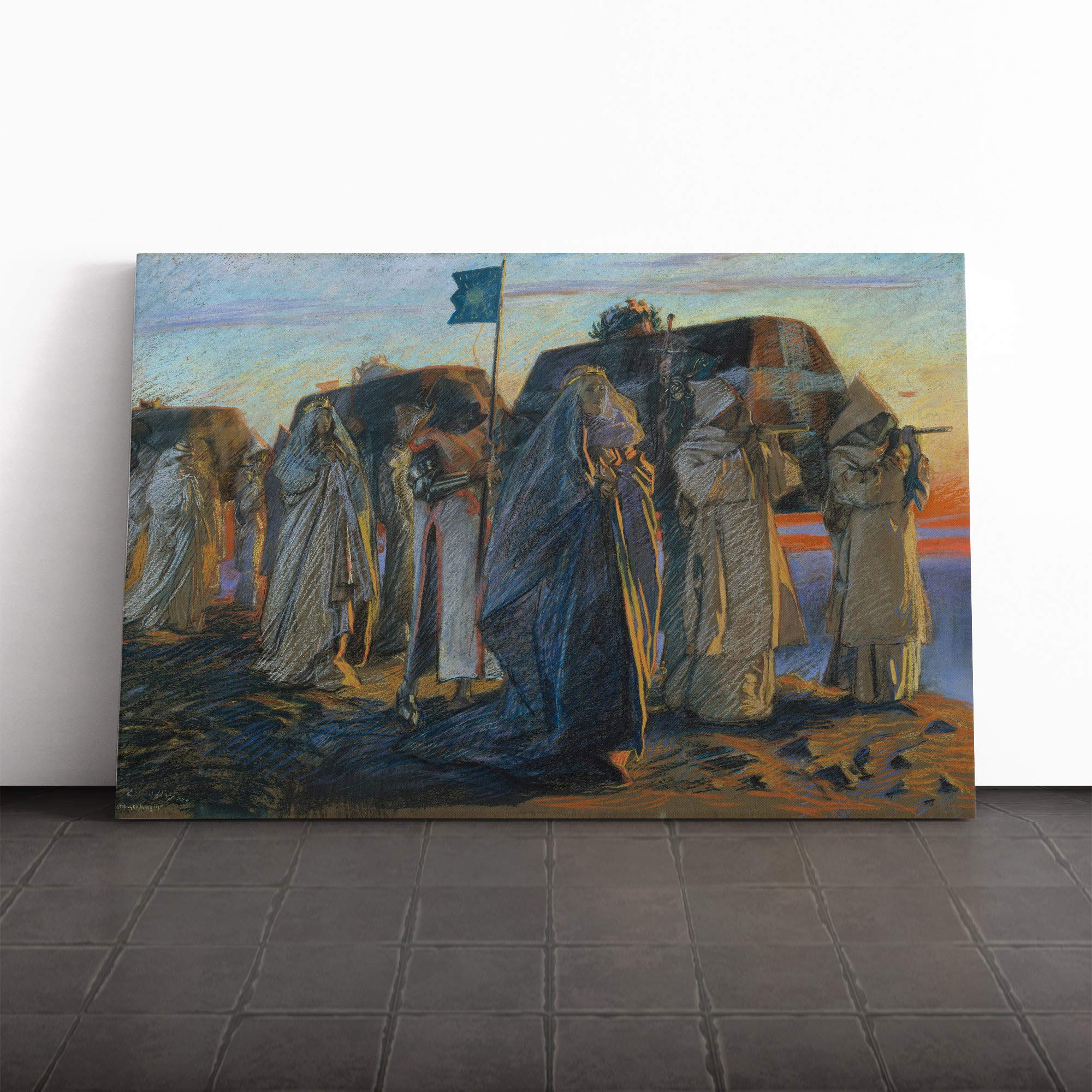 Edwin Austin Abbey Dirge of The Three Queens Canvas Print | Gallery Wrapped 30mm Frame Wall Art | 20x14 inches | Ready to Hang | Modern Architecture Picture | Living Room Bedroom Lounge Office