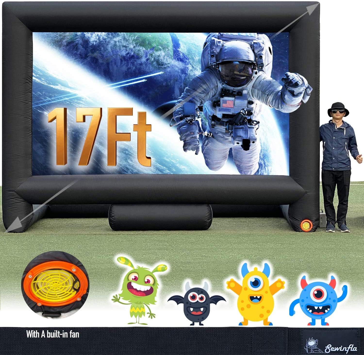 17FT Inflatable Mega Movie Screen Outdoor Front and Rear