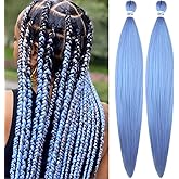 Leticia Sky Blue Braiding Hair Pre Stretched Kanekalon Prestretched Braiding Hair