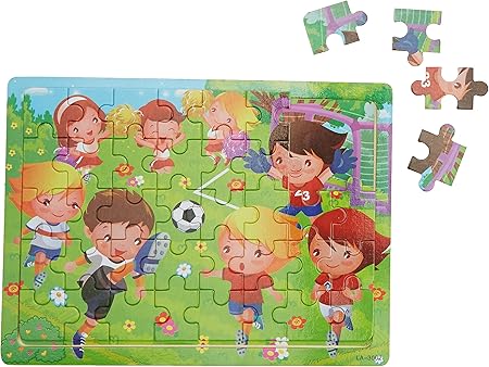 Tiny Souls Wooden Puzzle Boys and Girls Playing Football