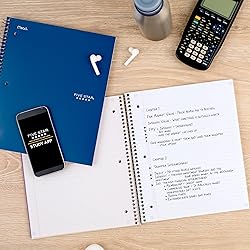 Five Star Spiral Notebook + Study App, 6 Pack, 1