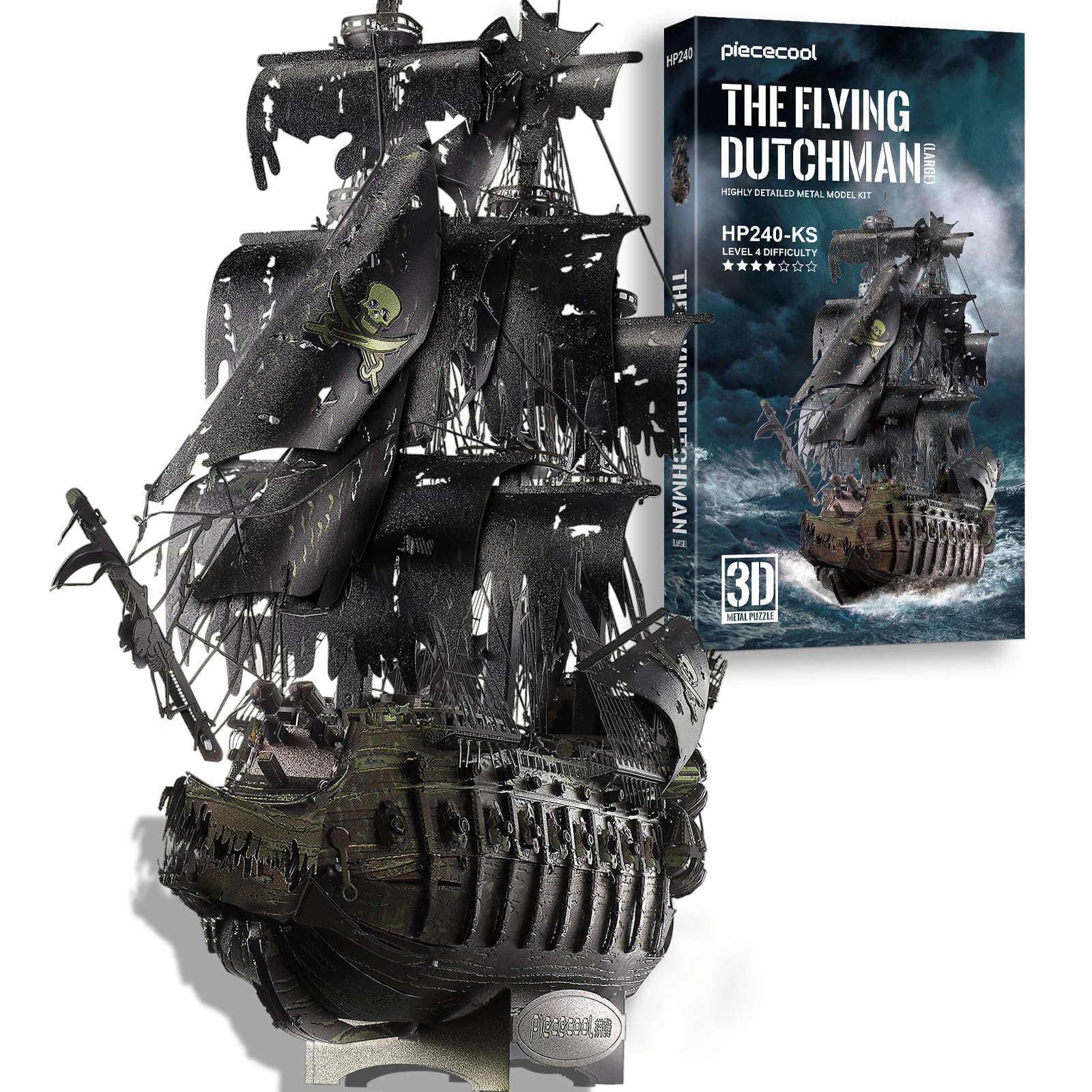 Piececool 3D Puzzle Metal Flying Dutchman, Pirate Boat Craft Model Kits for Adults to Build, 3D Puzzles Adult Teens for 304 Stainless Steel Ship, Ideal as Gifts, Home Decoration, DIY, 369 Pieces