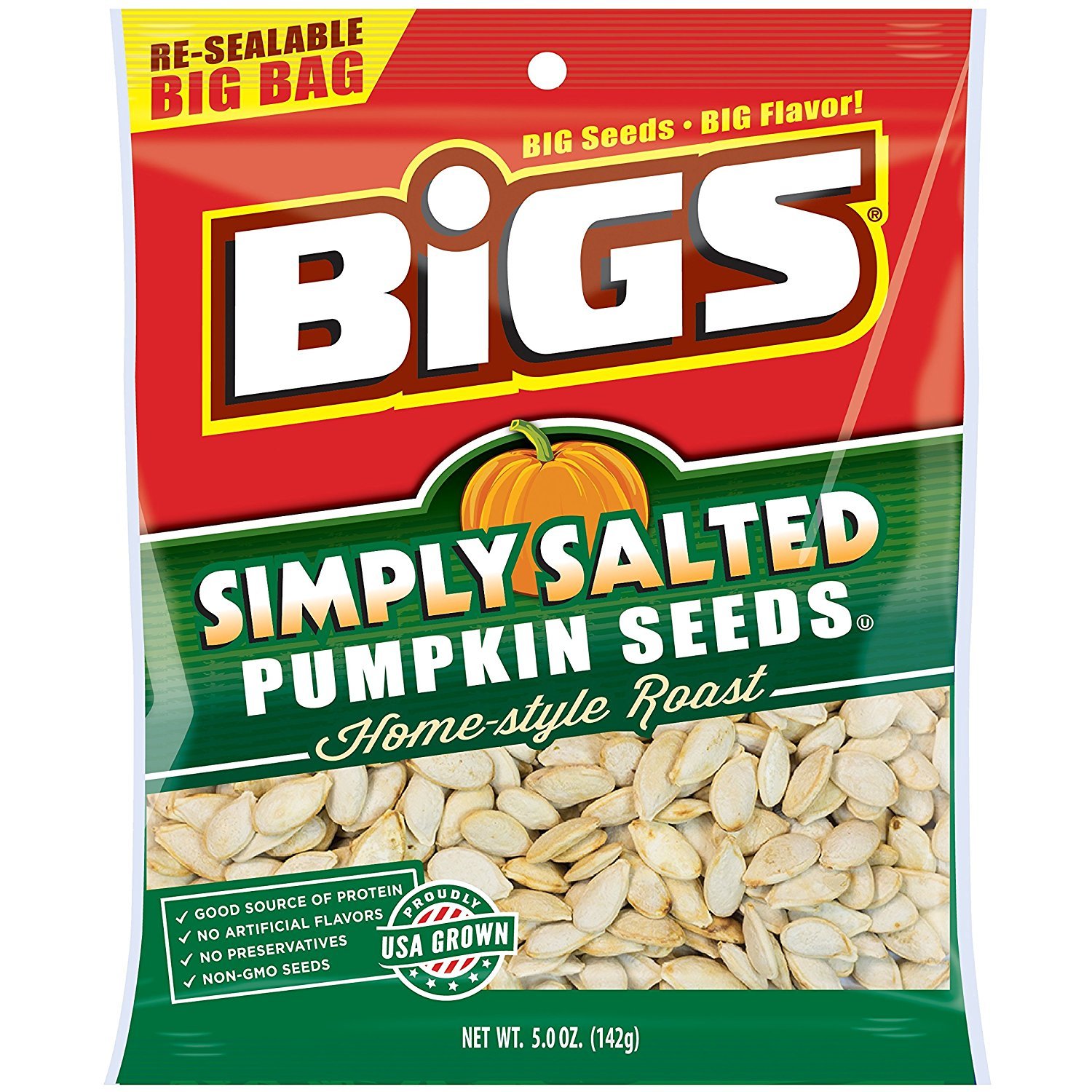 Bigs Simply Salted Pumpkin Seeds, 5-Ounce Bags (Pack Of 3) (602815543491)