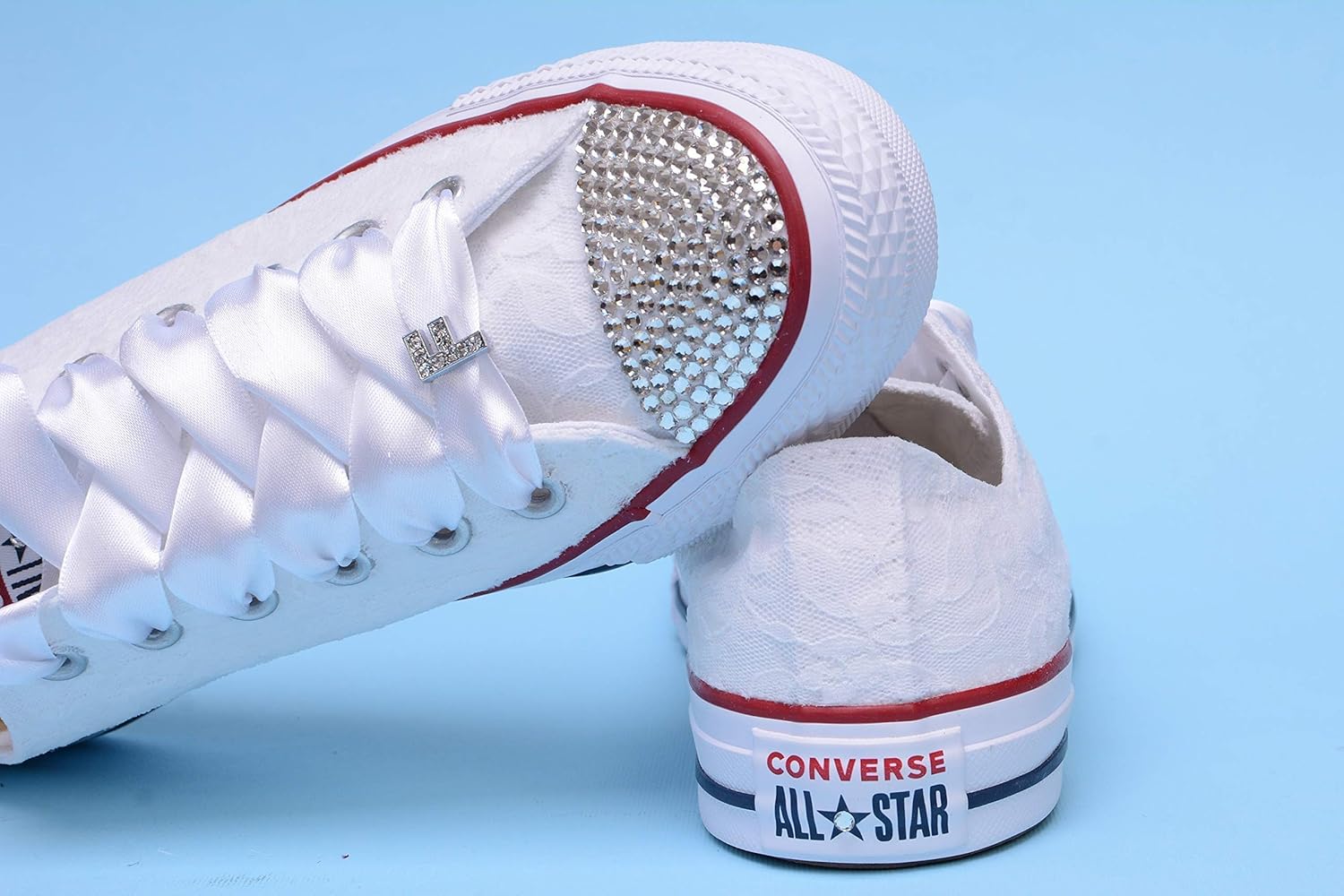 white bling tennis shoes