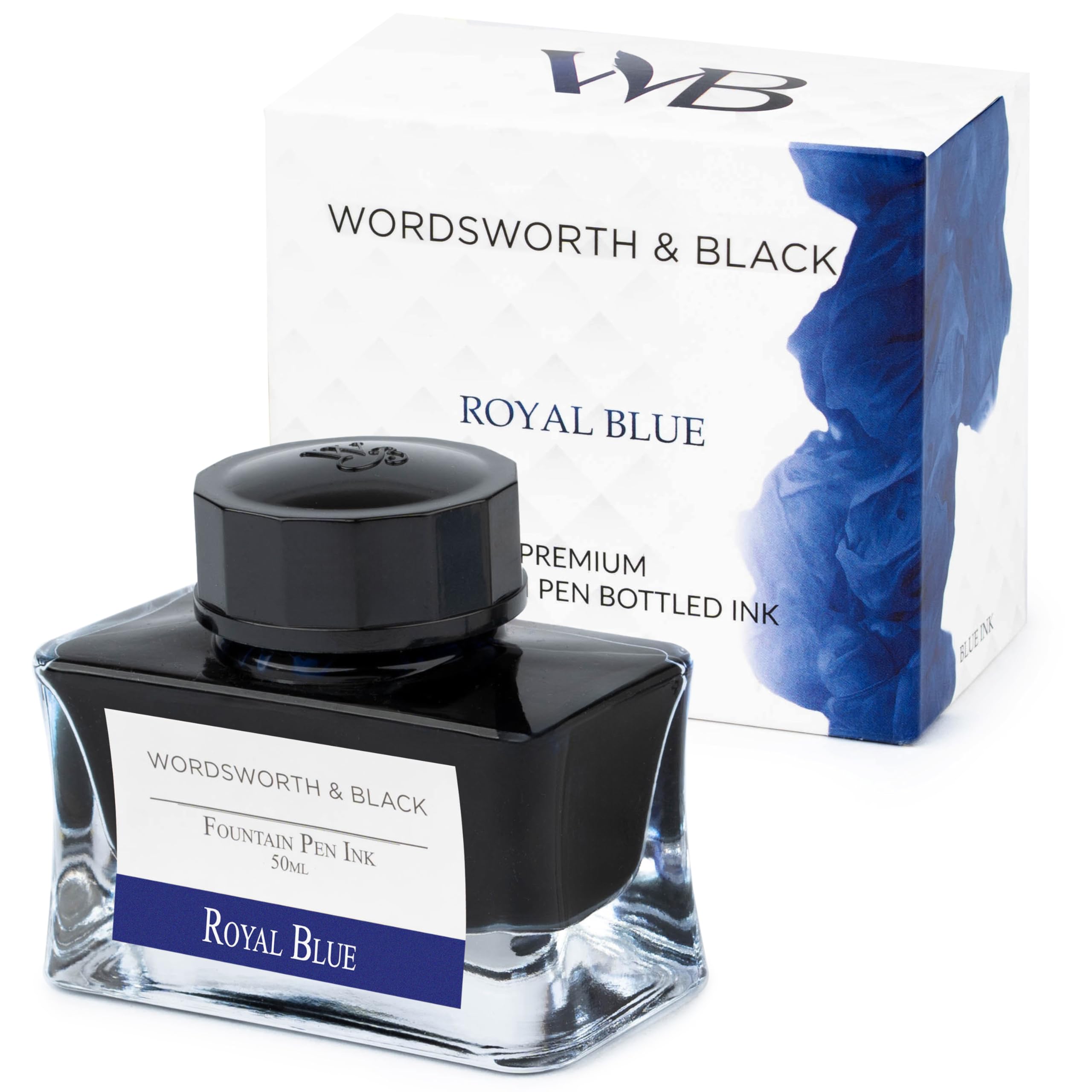 Wordsworth and Black Fountain Pen Ink Bottle (50 ml) Premium Luxury Edition, [Royal Blue] Fountain Pens Bottled Ink; Classic Designed Bottle Smooth Flow 50 ml