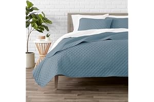 Bare Home Coverlet Set - Lightweight Bed Decor - Comforter Alternative - All-Season Quilted Bedspread (Full/Queen, Coronet Blue)