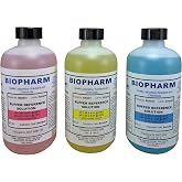 Biopharm pH 4.00, 7.00 &amp; 10.00 Calibration Buffer 3-Pack, 250 mL Each | NIST Traceable. COAs available. Values at 25C. 8.4 oz Each. Reference Standard Solutions Compatible with All pH Meters