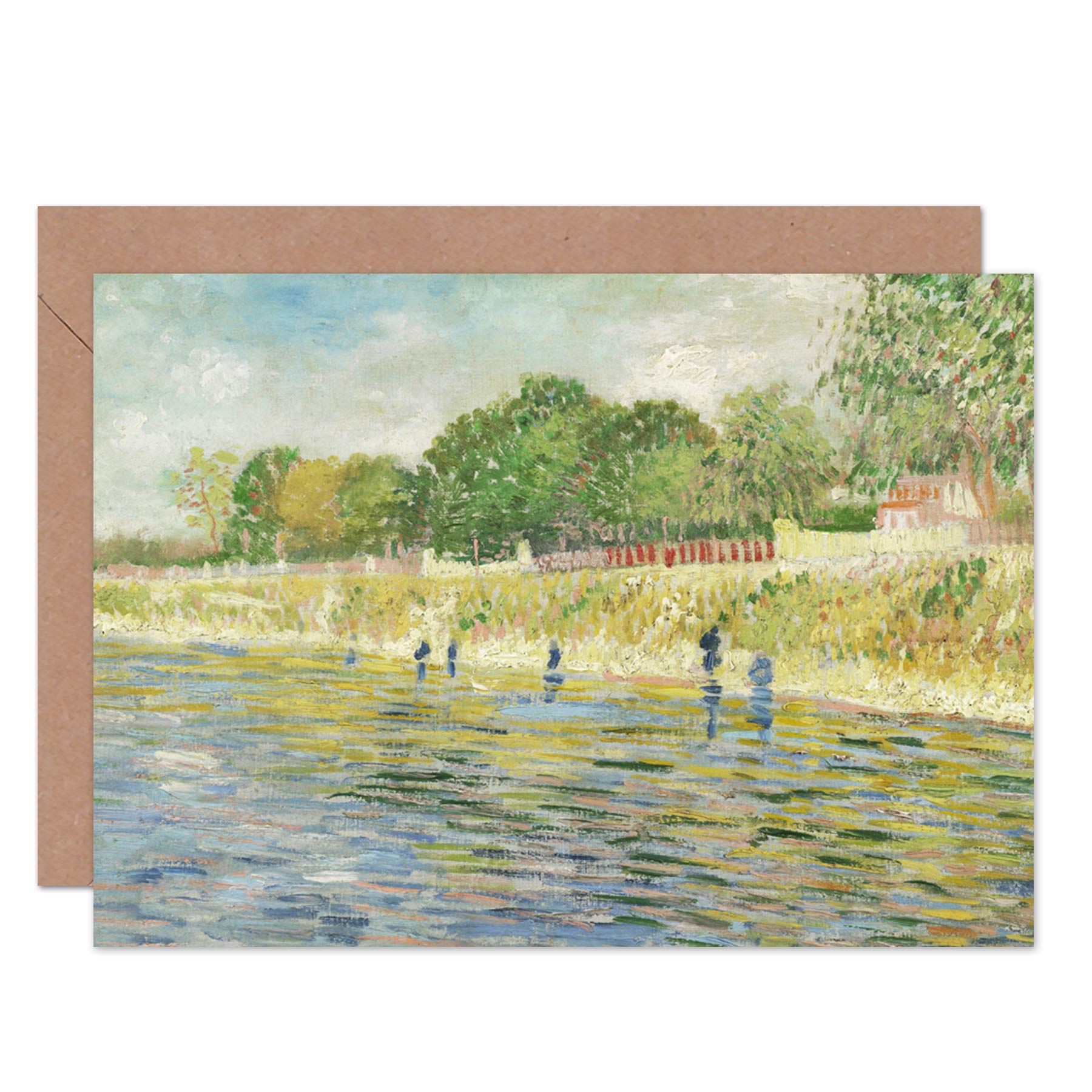 Artery8 Vincent Van Gogh Bank Of The Seine Fine Art Greeting Card Plus Envelope Blank Inside