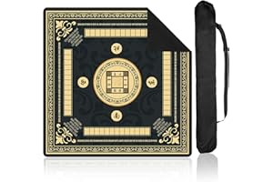 Bornerwhite Black Mahjong Mat with Black Carrying Bag 31.5 x 31.5 Inches Multi Purpose Game Table Cover Anti Slip and Noise R