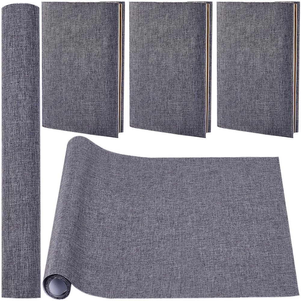 CRASPIRE 130x30cm Linen Book Cloth Dark Gray Books Binding Fabric Surface Paper Backed Bookcover Densely Woven Cloth Books Album Scrapbooking Archival Covering Protector Bookbinding Supplies